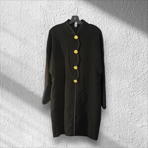 Dominic Rompollo Black Wool Dress Artsy Buttons Longline 16  Vintage Classic